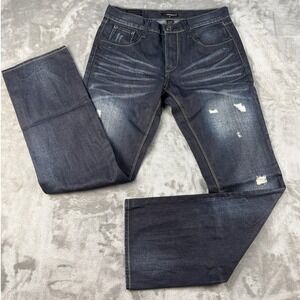 Projek Raw Jeans Mens 33 Regular Fit Tapered Leg Dark Wash Distressed